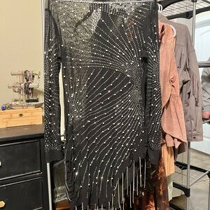 Stunning Black and Silver Long Sleeve Dress